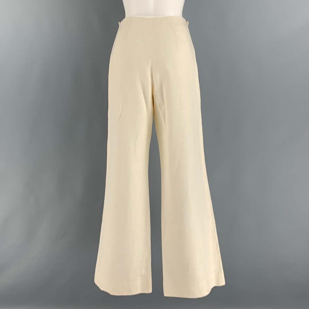 EMANUEL UNGARO Cream Linen Nautical Dress Pants - Picture 3 of 5